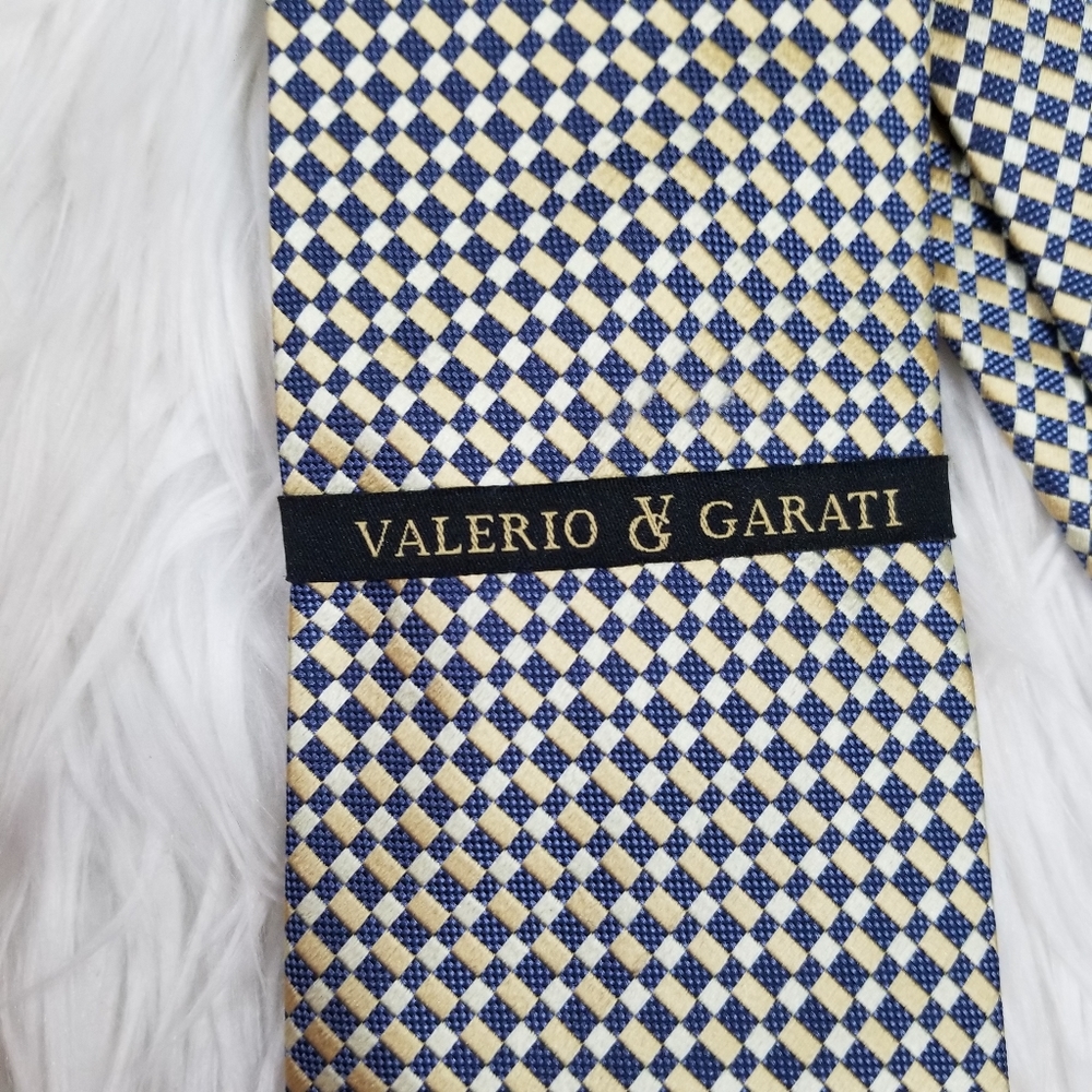 VALERIO GARATI New!!  Gold and Blue Silk Tie, 100% Silk. - Picture 8 of 10